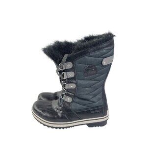 Sorel Women's Black Gray Tofino II NY2419-010 Leather Quilt Winter Boots Size 6
